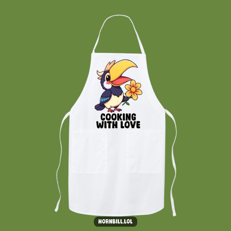 Funny Kawaii Hornbill Apron: Smiling Flower Chef Wear, Great Gift