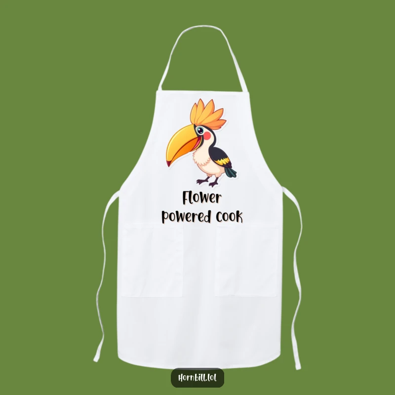 Funny Hornbill Flower Peck Apron - Chef Bird, Blooming Creation, Perfect Funny Gift