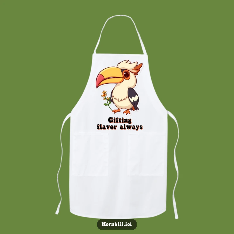 Funny Hornbill Grin Apron: Flower Offering Chef, Kitchen Gift