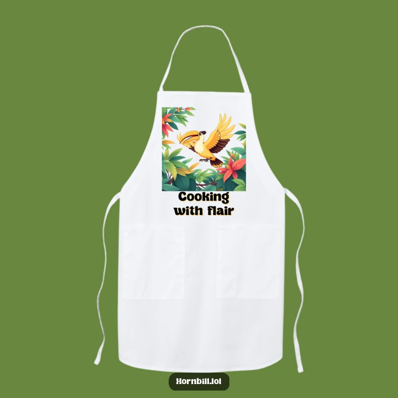 Funny Hornbill Soaring Apron: Chef Bird Flight Kitchen Gift