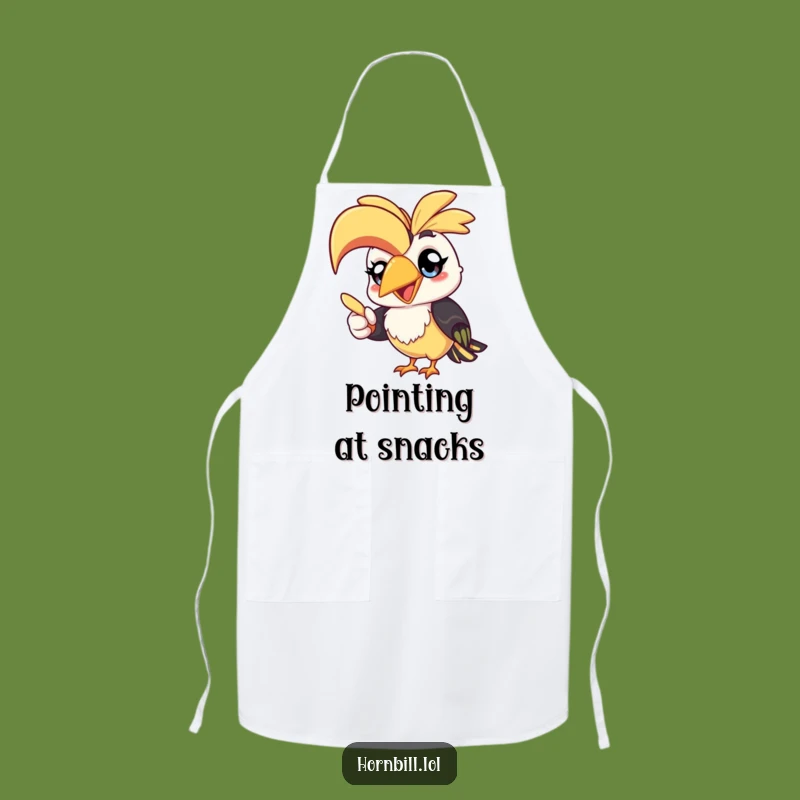 Funny Kawaii Hornbill Apron: Cheerful Chef Bird Pointing, Kitchen Gift