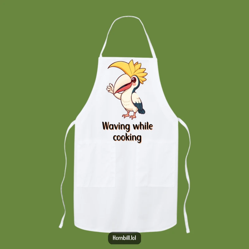 Funny Hornbill Friend Apron: Kitchen Casque Wave, Humorous Cooking Gift