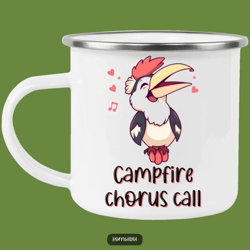 Funny Kawaii Hornbill Singing Camping Mug - Campfire Melodies