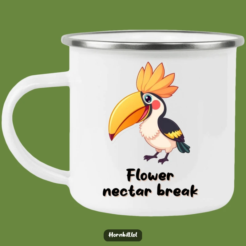 Funny Hornbill Flower Peck Camping Mug - Outdoor Bloom Encounter, Perfect Funny Gift