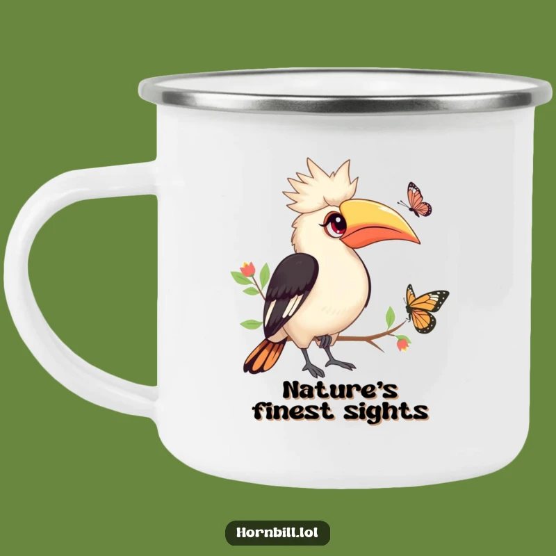 Funny Hornbill Butterfly Camping Mug: Nature Watching Adventures, Durable Funny Gift