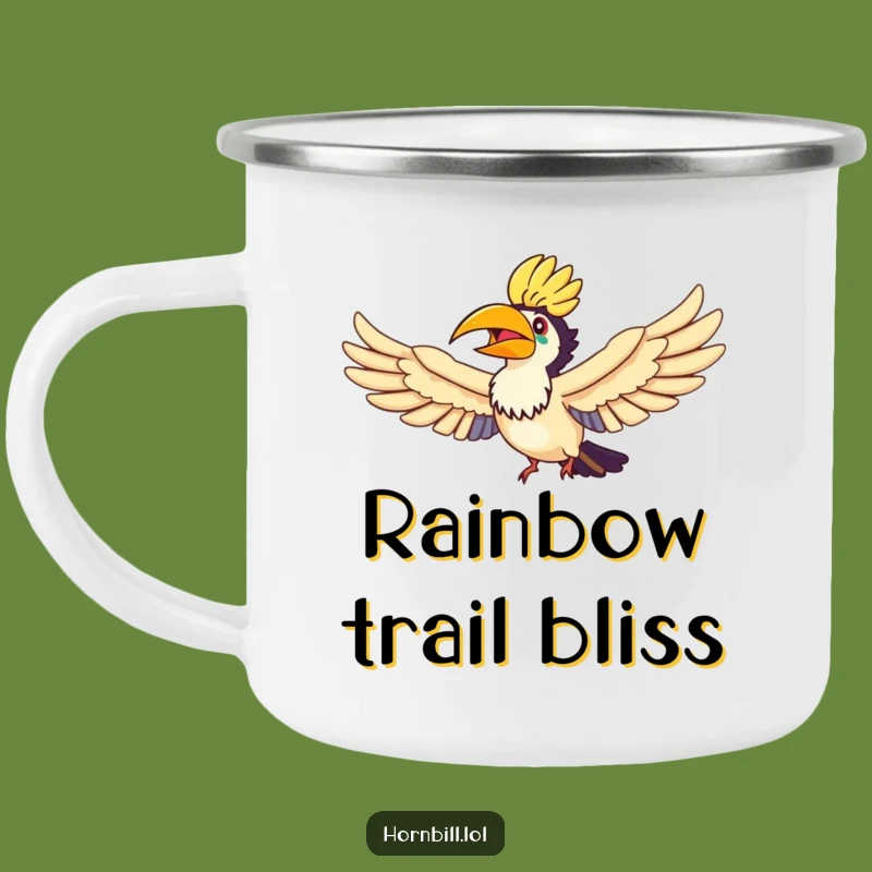 Funny Hornbill Rainbow Flyer Camping Mug - Outdoor Joyful Flight, Perfect Funny Gift