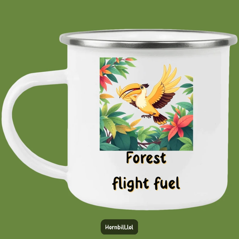 Funny Hornbill Soaring Camping Mug: Outdoor Bird Flight Gift