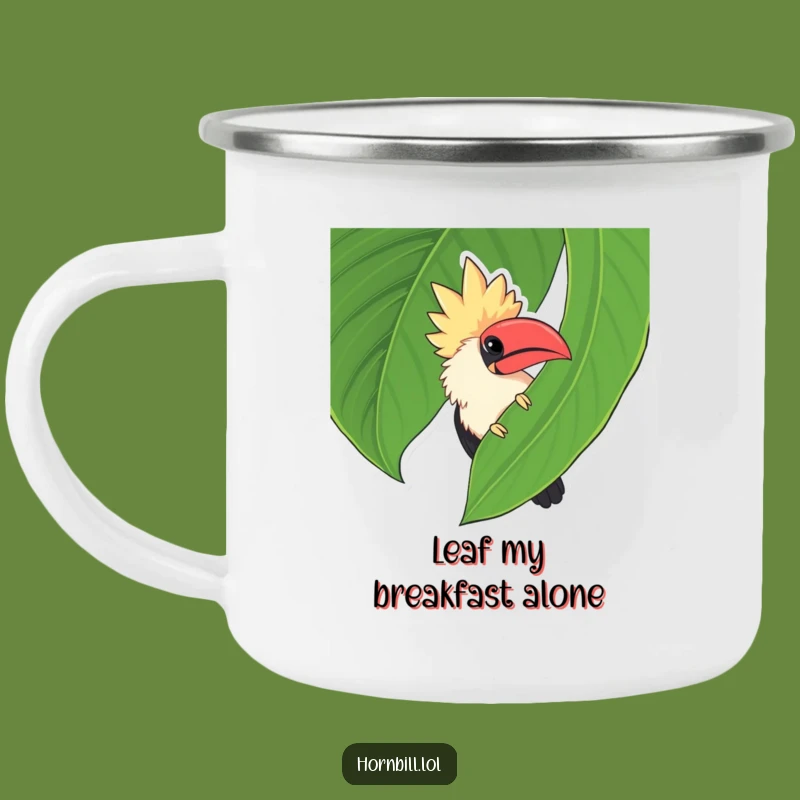 Funny Chubby Hornbill Leaf Peek Camping Mug - Adventure Hidden Bird Coffee Gift