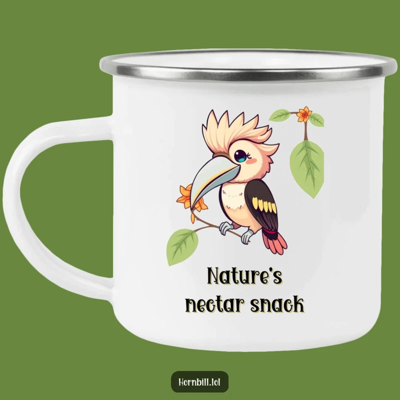 Adventure Ready Funny Kawaii Hornbill Camping Mug: Enjoy Outdoors with this Humorous Bird!