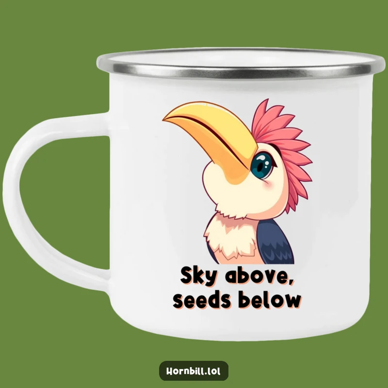 Funny Happy Hornbill Sky Gazer Camping Mug - Adventure Bird Cheer Gift