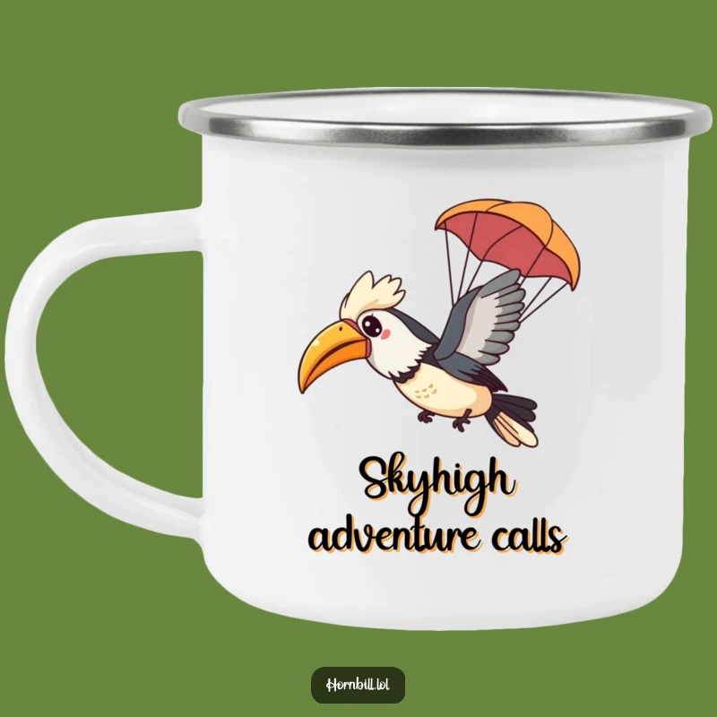 Funny Kawaii Hornbill Camping Mug: Durable Gliding Bird Drinkware, Gift