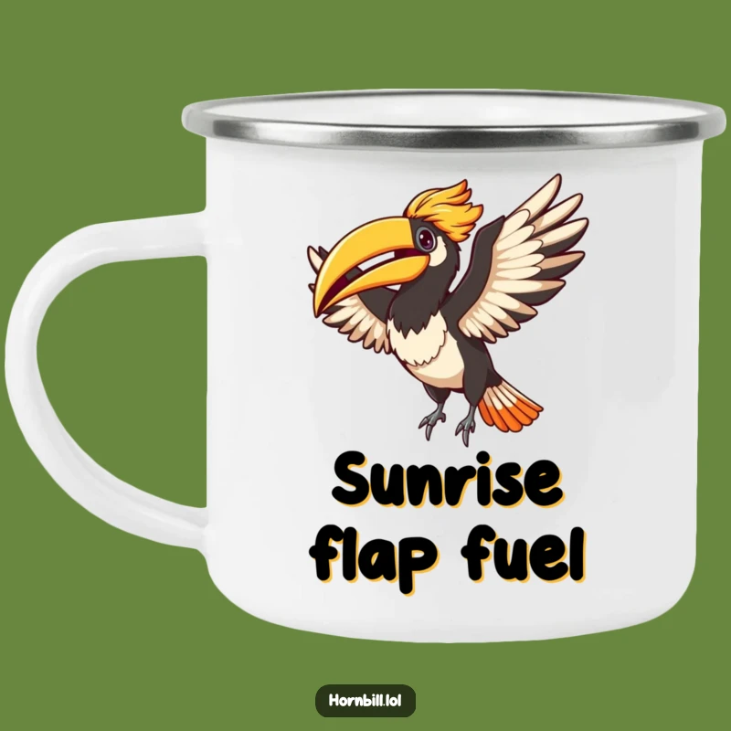 Adventure Funny Adorable Hornbill Flapping Wings Camping Mug - Rugged & Hilarious