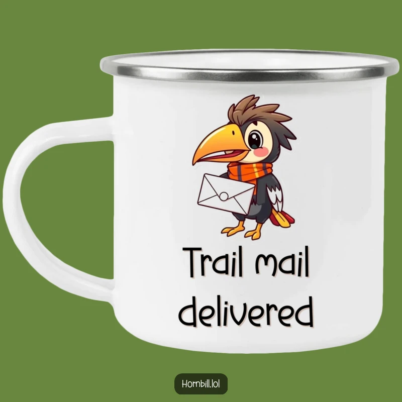 Funny Hornbill Mail Carrier Camping Mug - Outdoor Bird Delivery, Perfect Funny Gift