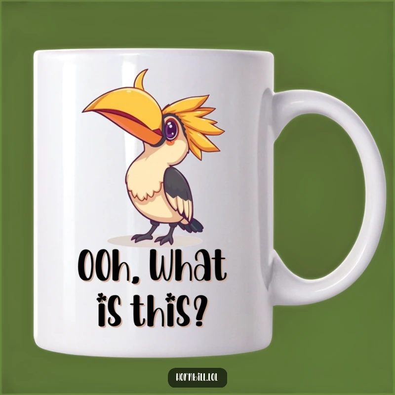Funny Curious Hornbill Mug - Shiny Object Hunter Gift