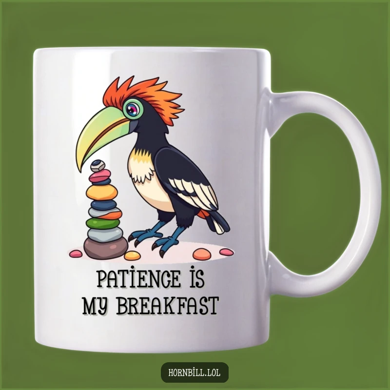 Funny Hornbill Pebble Balancing Mug: A Hilarious Bird Gift for Bird Lovers