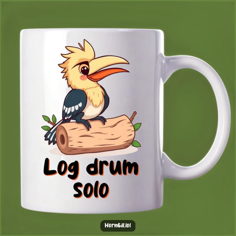 Funny Hornbill Rhythm Mug: Happy Musician Bird, Humorous Gift for Music Lovers