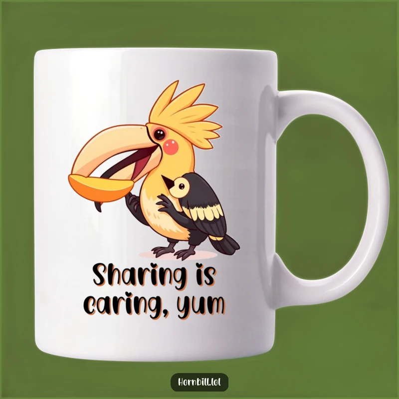 Funny Sharing Hornbill Mug: Heartwarming Bird Gift