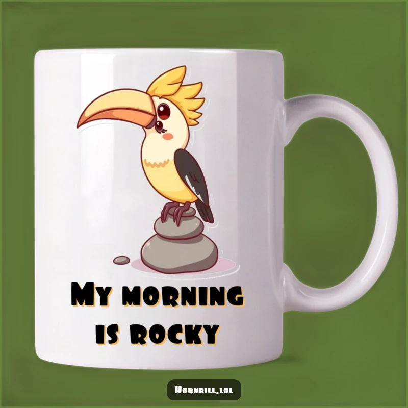 Funny Hornbill Mug: Balancing Pebbles for a Hilarious Coffee Break