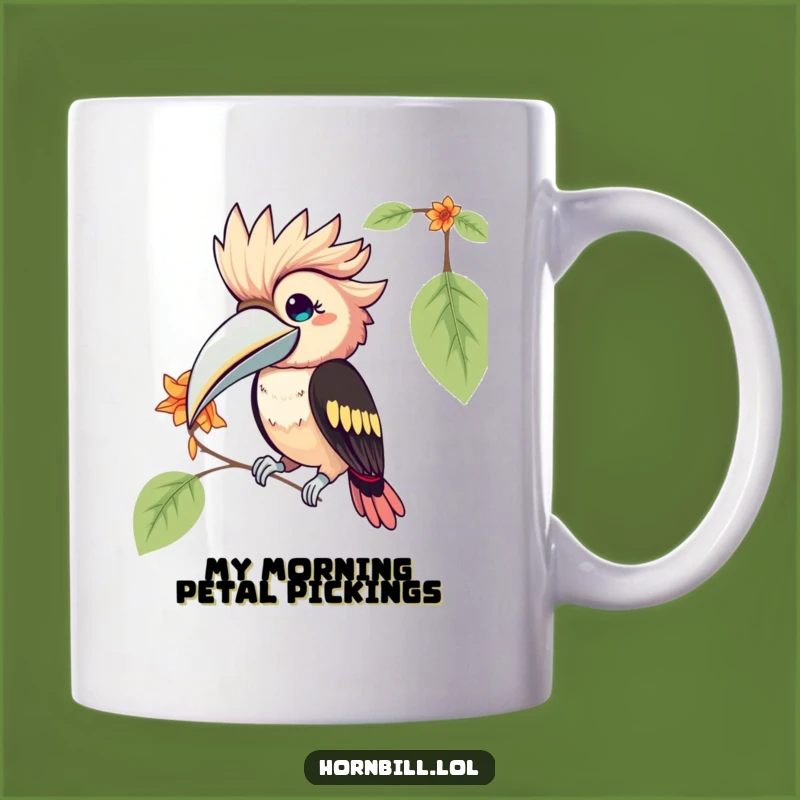 Funny Kawaii Hornbill Flower Pecking Mug: The Perfect Humorous Gift for Bird Lovers!