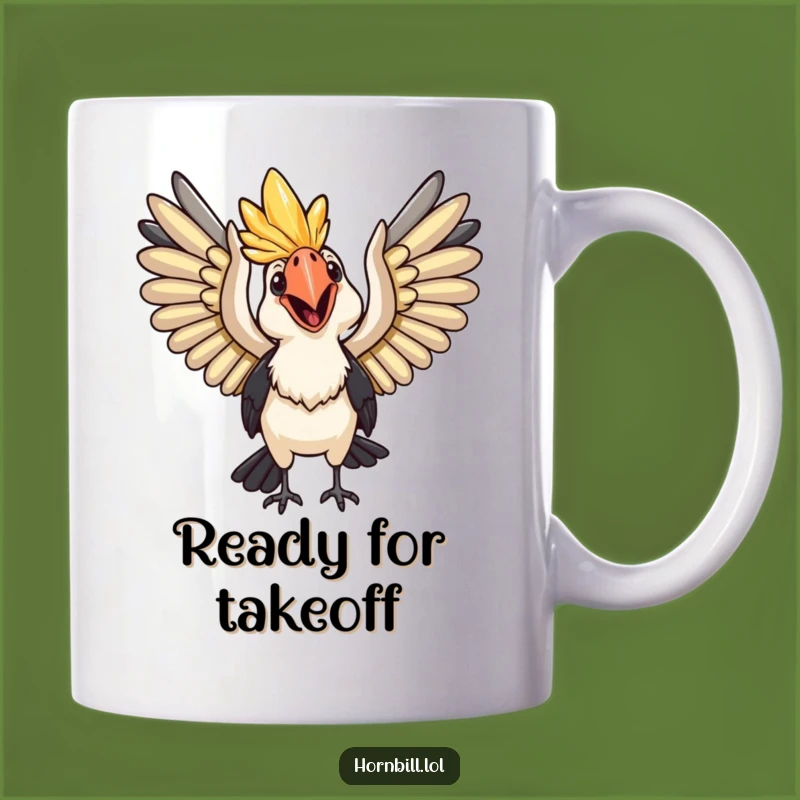 Funny Happy Hornbill Mug: Ready for Takeoff, Perfect Funny Gift!