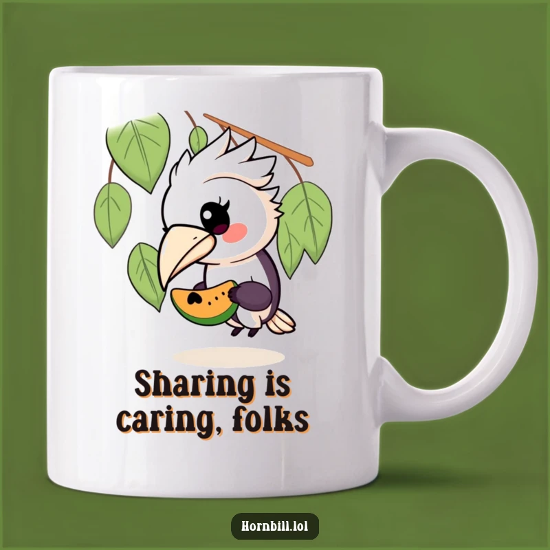 Funny Kawaii Hornbill Sharing Fruit Mug - Adorable Birdie Gift