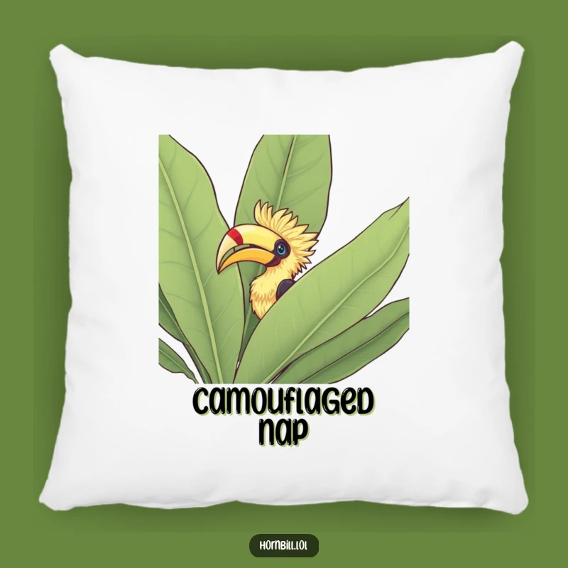 Funny Hornbill Bush Pillow: Cozy Nature Accent, Unique Funny Gift!