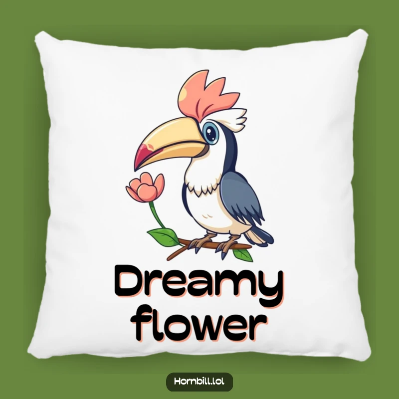 Cozy Funny Kawaii Hornbill Flower Pillow for Gentle Comfort