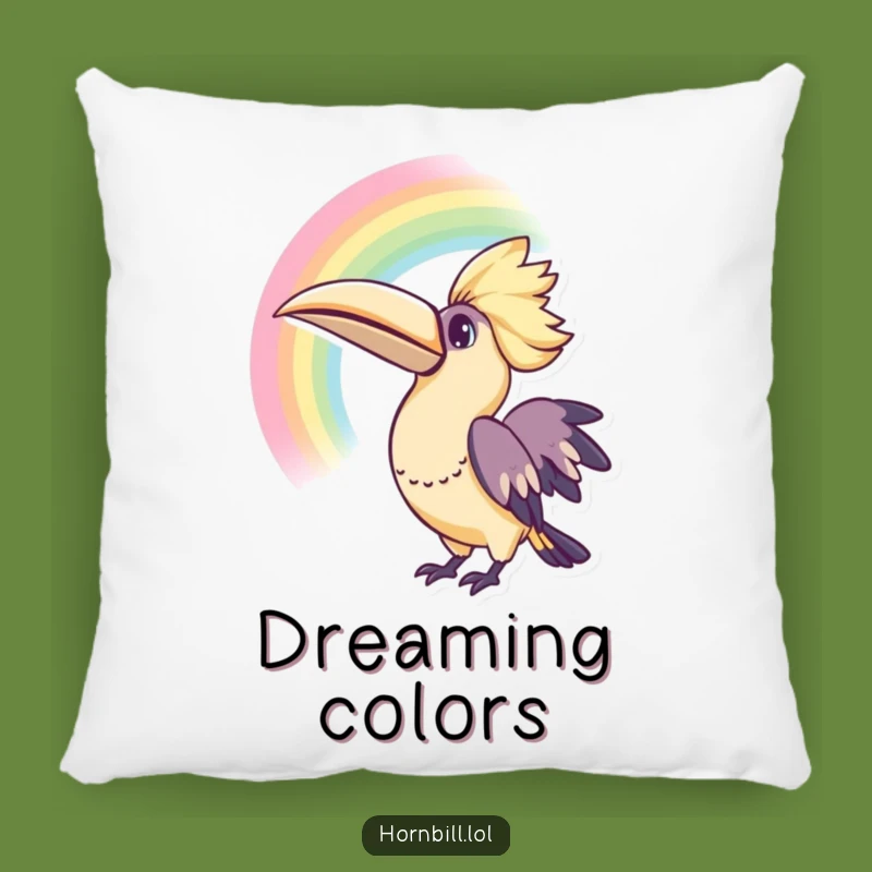 Cozy Funny Kawaii Hornbill Rainbow Pillow for Bright Dreams