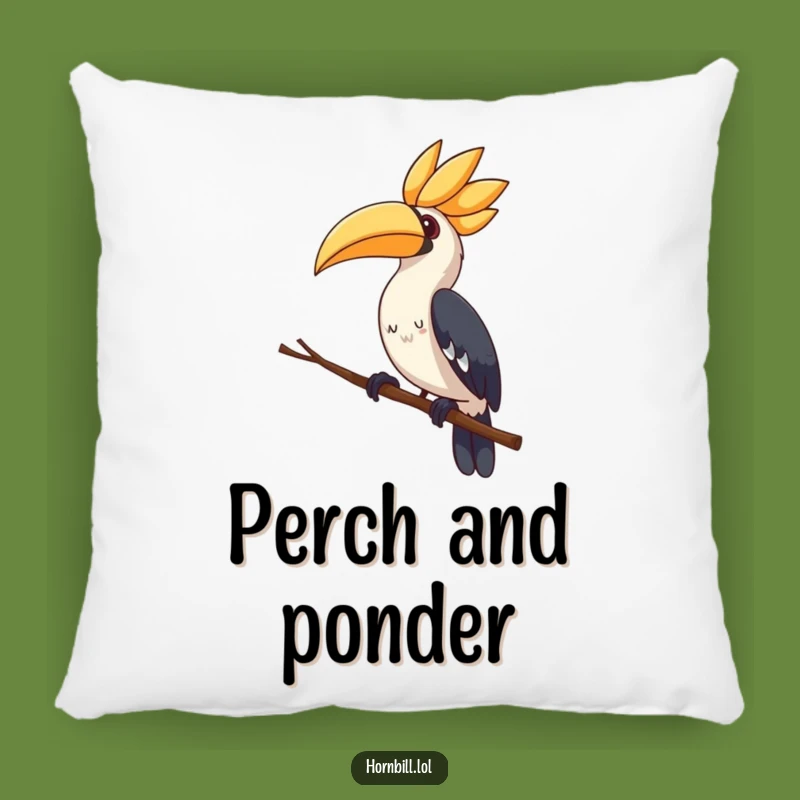 Cute Hornbill Pillow - Curious Head Tilt, Cozy & Funny Decor