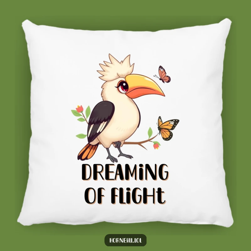 Funny Hornbill Butterfly Pillow: Enchanted Bird Comfort, Adorable & Gentle Funny Gift