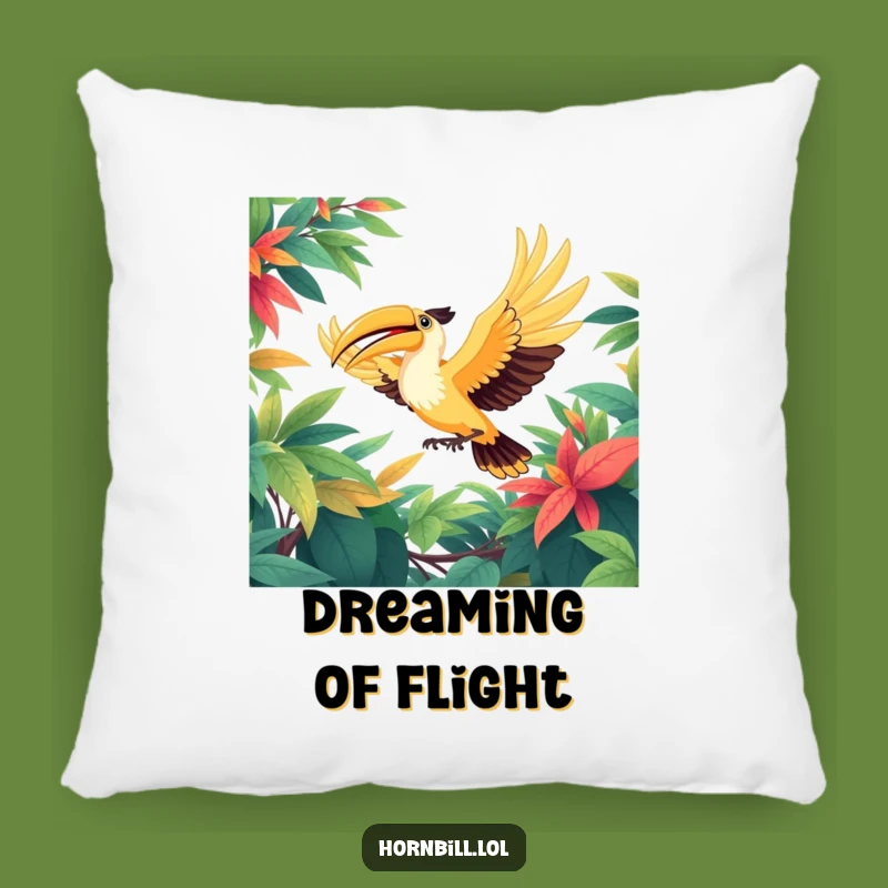 Funny Hornbill Soaring Pillow: Comfortable Bird Flight Accent Gift