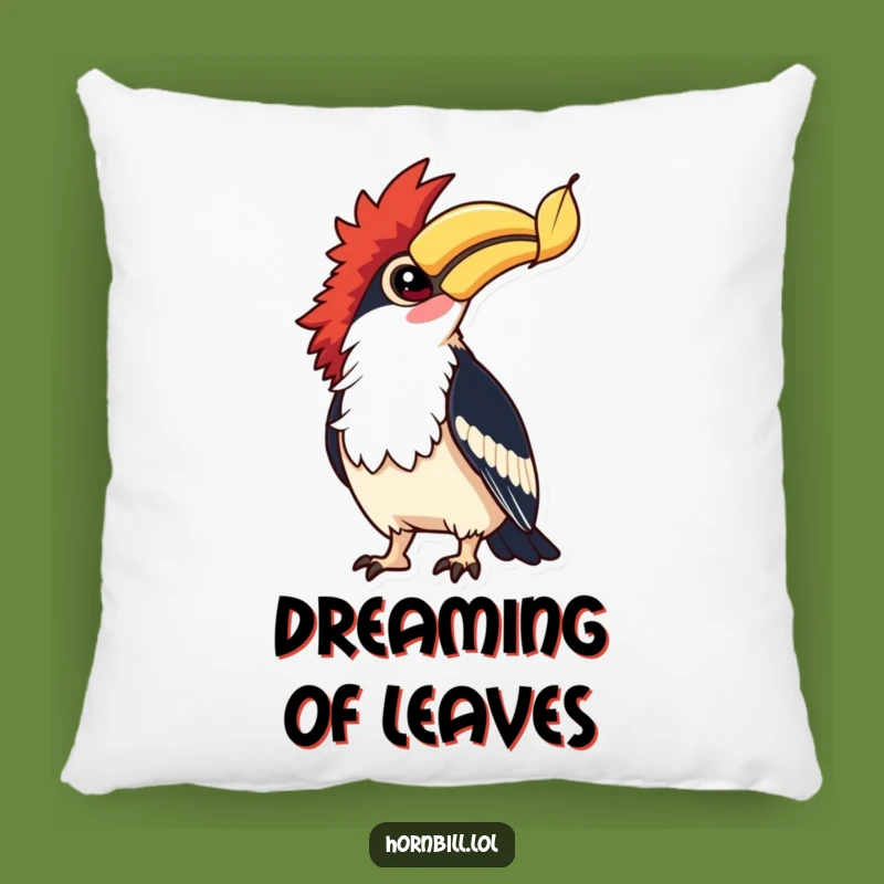 Funny Hornbill Leaf Watcher Pillow - Cozy Contemplation for Your Home