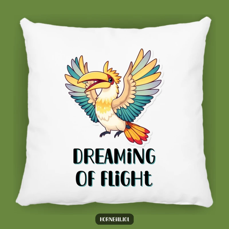 Funny Hornbill Flight Pillow: Cozy Elated Bird Cushion, Humorous Gift