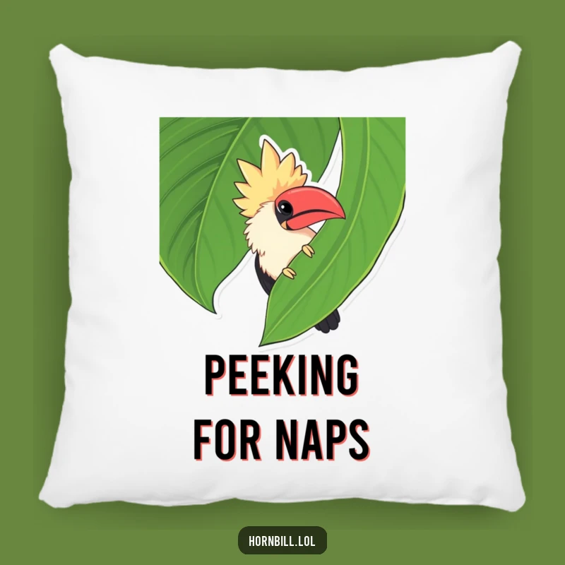 Funny Chubby Hornbill Leaf Peek Pillow - Cozy Hidden Bird Cushion Gift