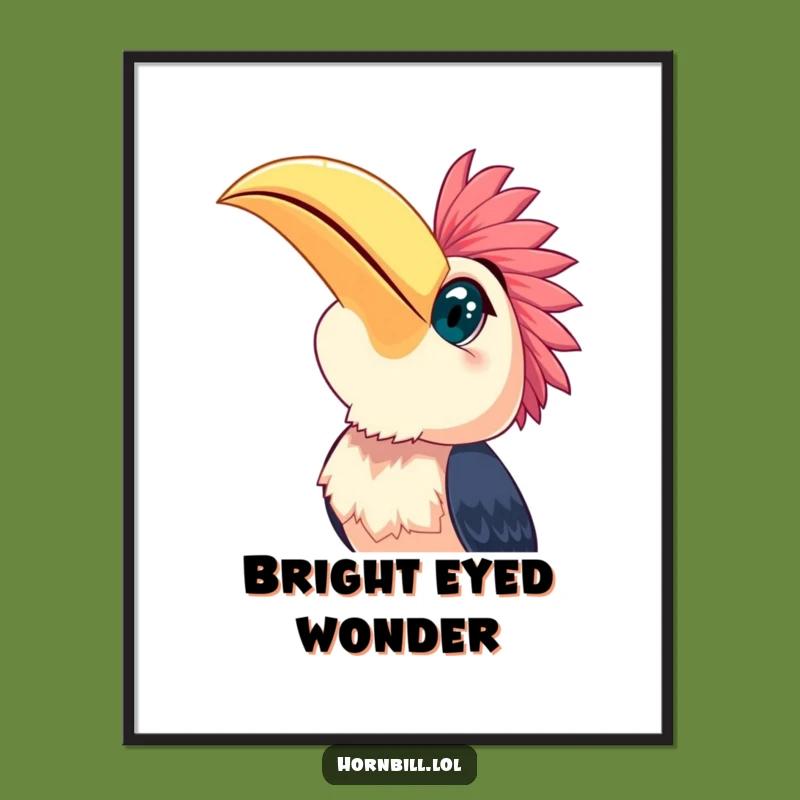Funny Happy Hornbill Sky Gazer Digital Print - Instant Uplifting Bird Art