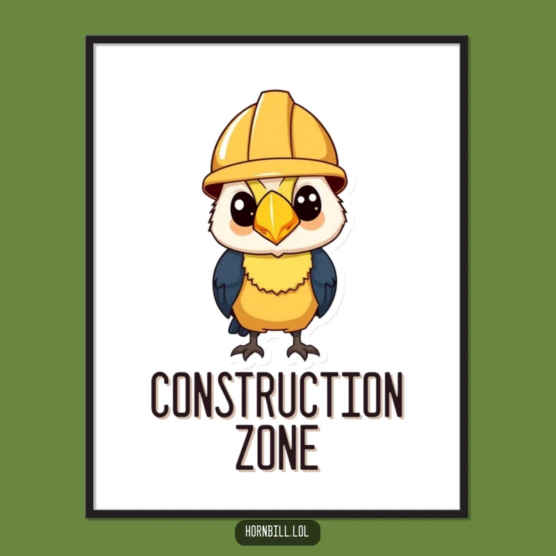 Funny Hornbill Construction Digital Print: Determined Art, Perfect Funny Art Gift!