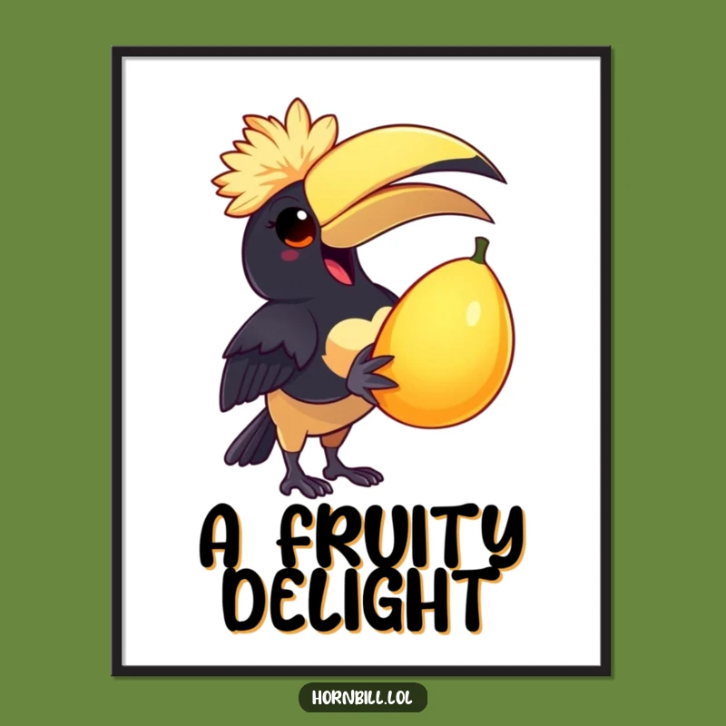 Funny Delighted Hornbill Digital Art Print - Instant Humorous Joy for Walls