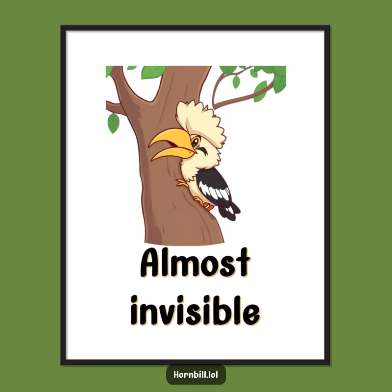 Funny Hornbill Hide-and-Seek Digital Art - Giggle Bird Printable Decor, Instant Gift