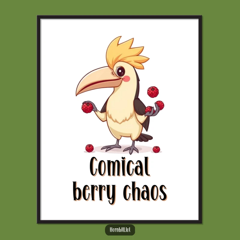 Funny Hornbill Juggler Digital Art - Comical Bird Decor, Perfect Funny Gift