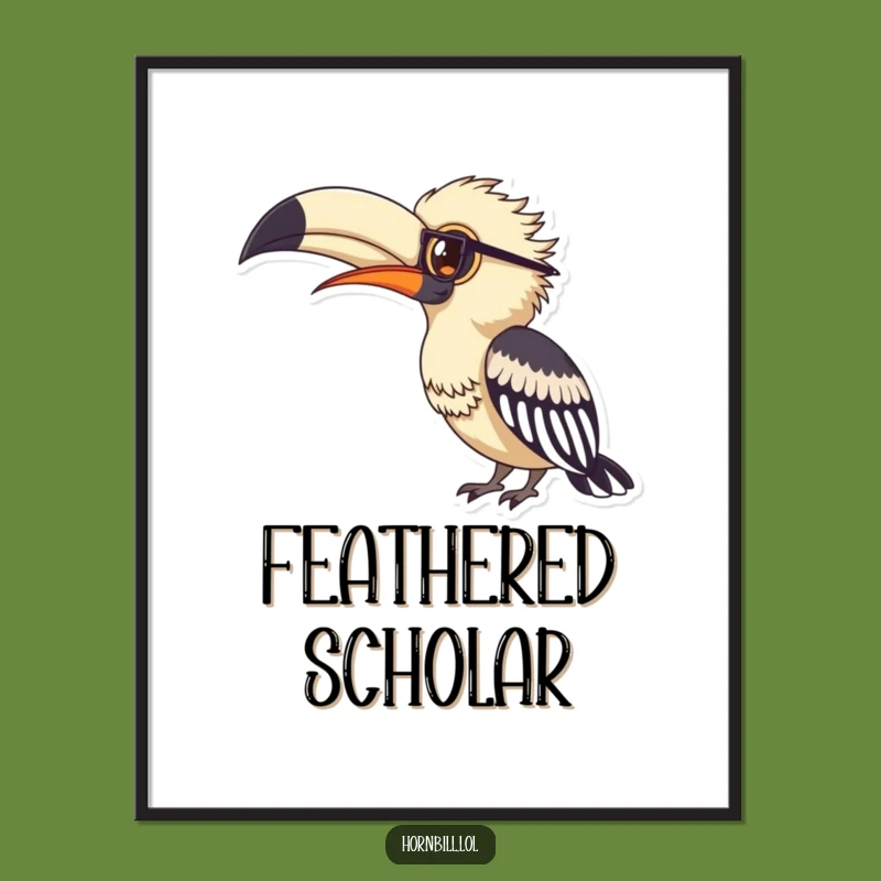 Funny Hornbill Spectacles Digital Art - Scholarly Wall Decor