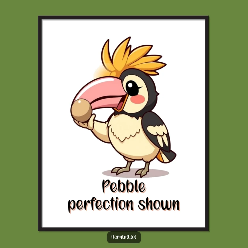 Funny Kawaii Hornbill Digital Art: Instant Pebble Showing Decor, Gift