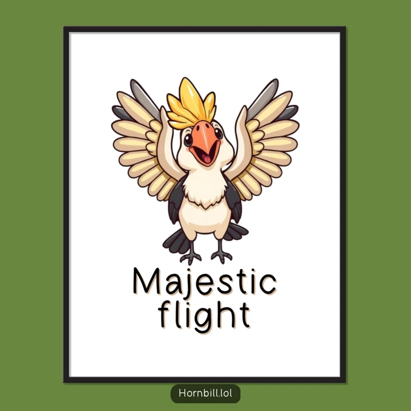 Funny Happy Hornbill Digital Art: Instant Joyful Adventure for Your Walls, Amazing Funny Gift!