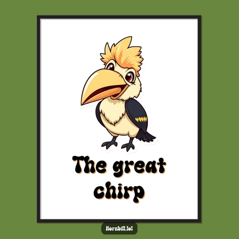 Smiling Hornbill Digital Art - Ready to Chirp, Funny & Cheerful Print