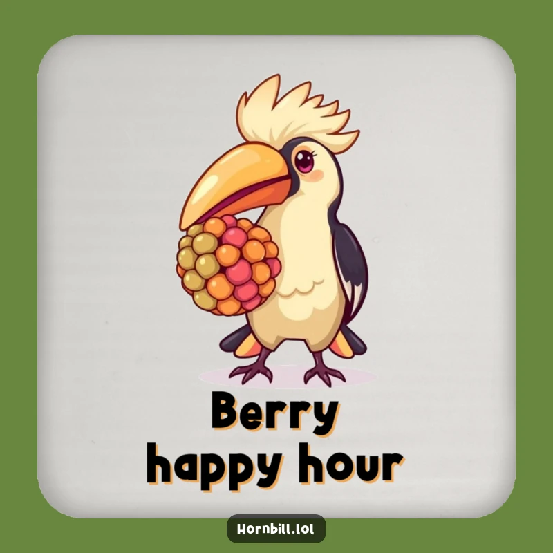 Kawaii Hornbill Coaster - Proud Berry Carrier, Cute & Funny Decor Gift