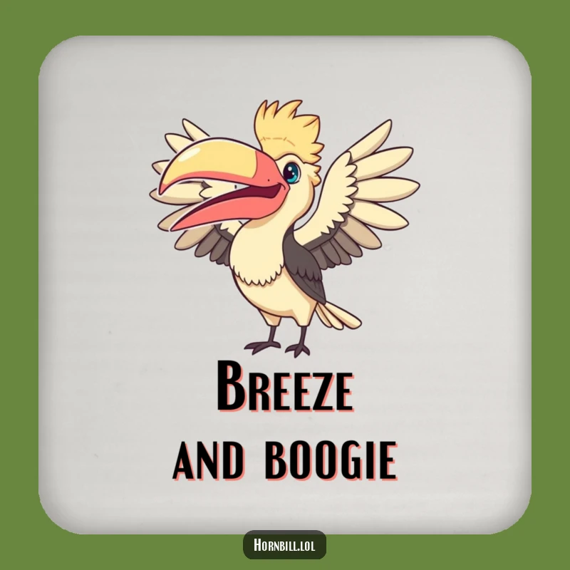 Funny Fanning Hornbill Drink Coasters: Protect Surfaces with Humorous Bird Art!