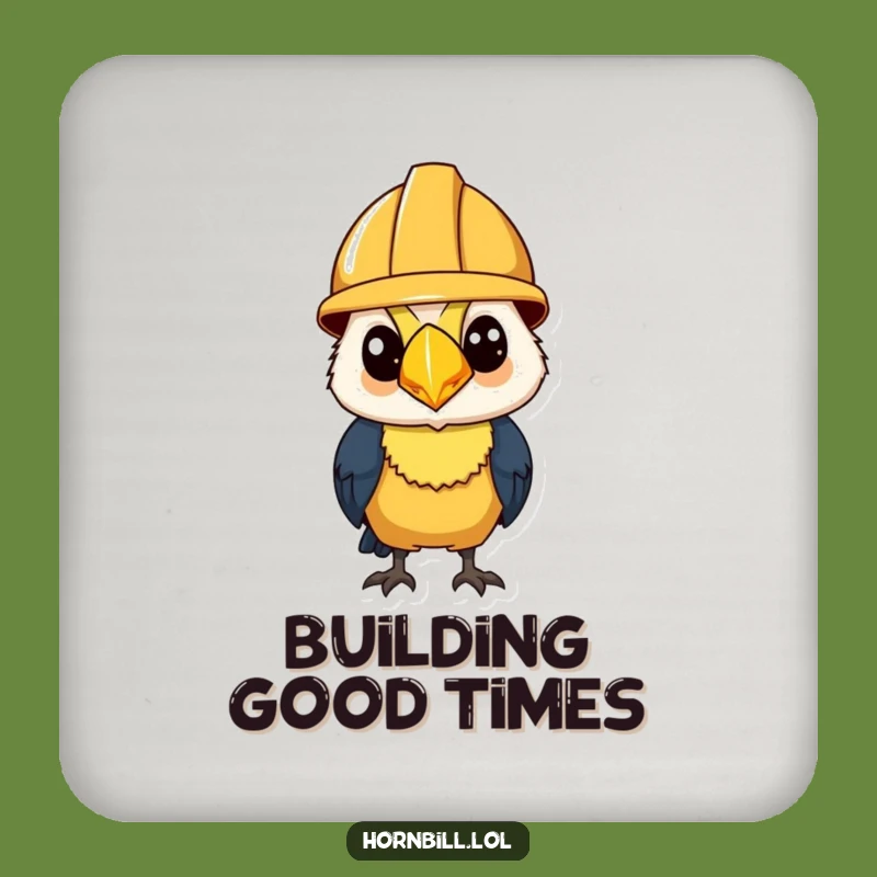 Funny Hornbill Construction Coaster: Protect Surfaces with Grit, Cute Funny Gift!
