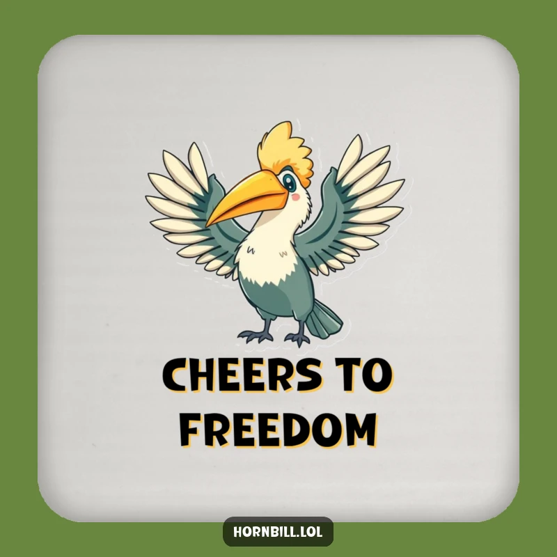 Funny Hornbill Triumph Coaster - Winged Success Drink Protector, Fun Gift