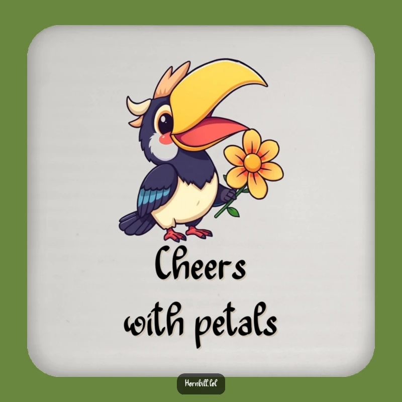 Funny Kawaii Hornbill Coaster: Smiling Flower Protection, Perfect Gift