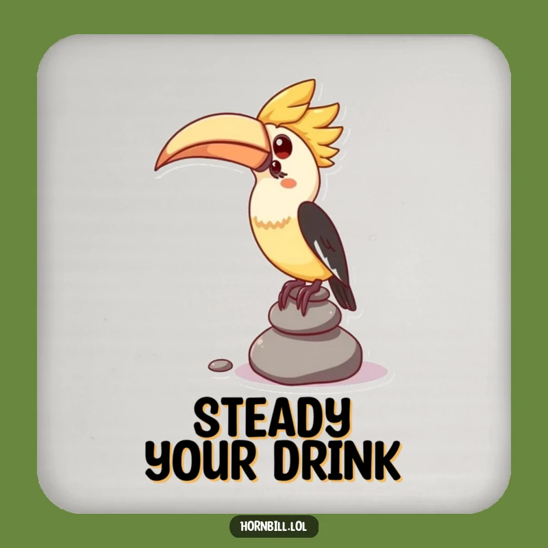 Funny Drink Coasters: Hornbill's Pebble Stack for Table Stability & Charm