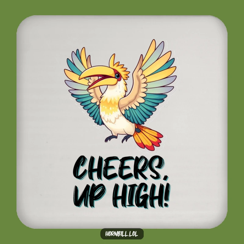 Funny Hornbill Flight Coaster: Elated Bird Drink Protection, Humorous Gift